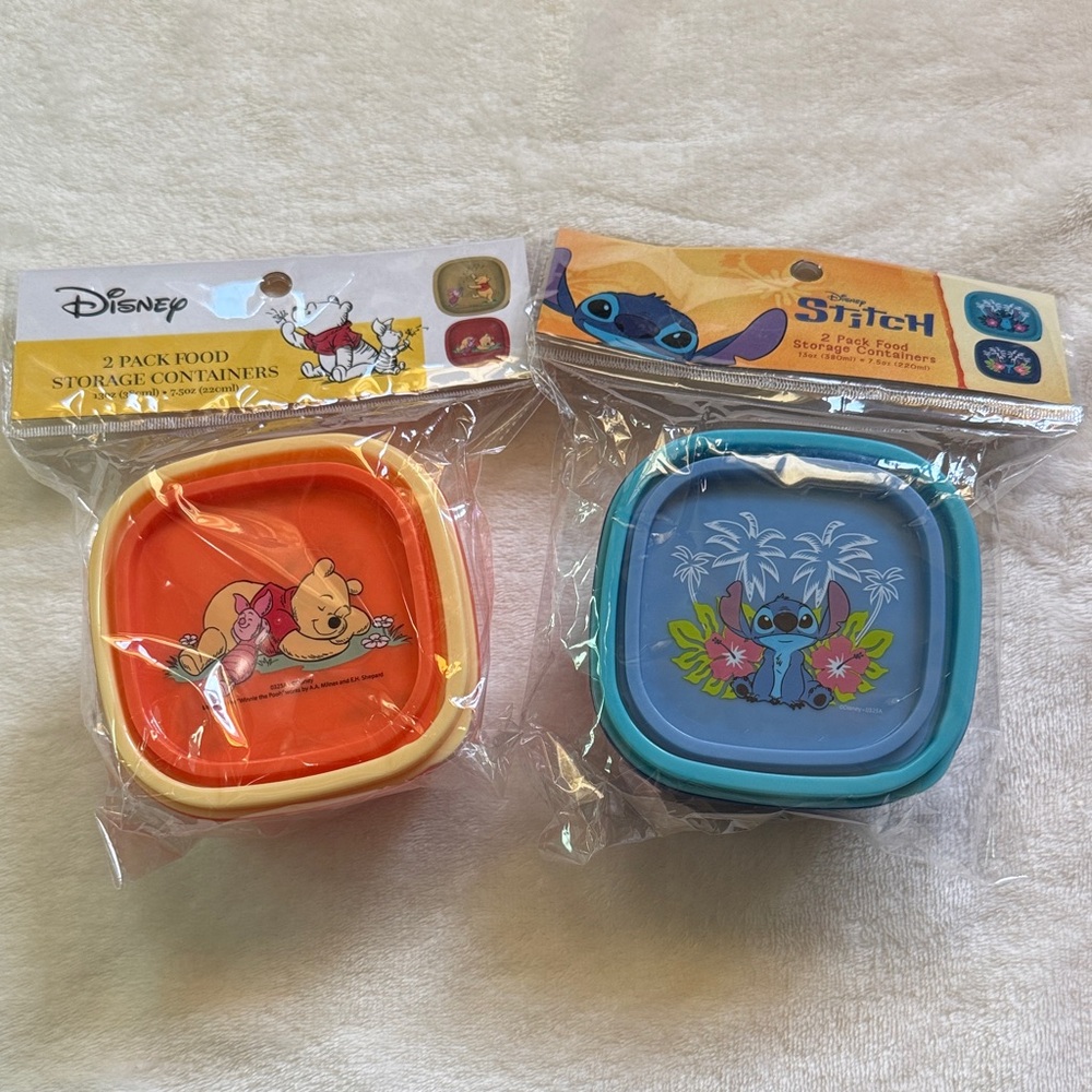 Disney Food Storage Containers Stitch and Winnie the Pooh
